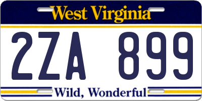WV license plate 2ZA899