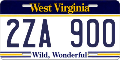 WV license plate 2ZA900