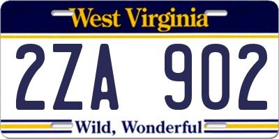 WV license plate 2ZA902