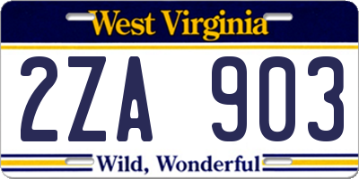 WV license plate 2ZA903