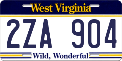 WV license plate 2ZA904