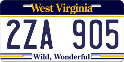 WV license plate 2ZA905
