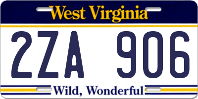WV license plate 2ZA906