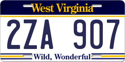 WV license plate 2ZA907