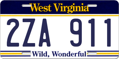 WV license plate 2ZA911