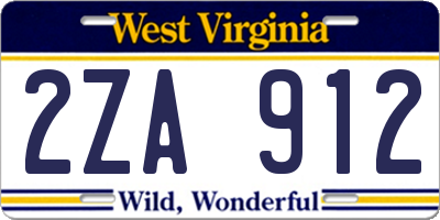 WV license plate 2ZA912