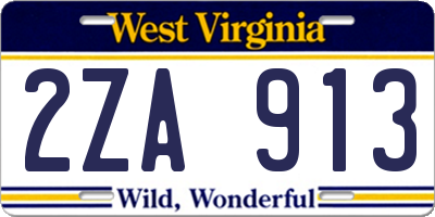 WV license plate 2ZA913