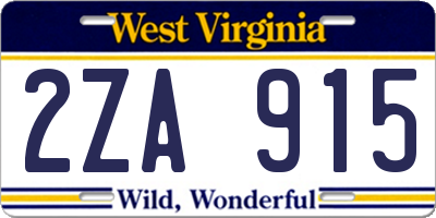 WV license plate 2ZA915
