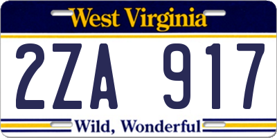 WV license plate 2ZA917