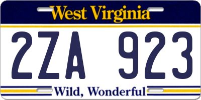 WV license plate 2ZA923