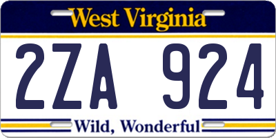 WV license plate 2ZA924