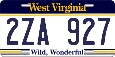 WV license plate 2ZA927