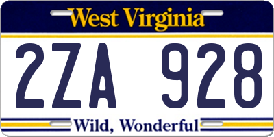 WV license plate 2ZA928