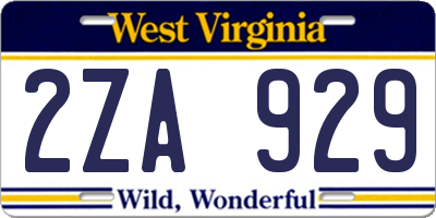 WV license plate 2ZA929