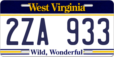 WV license plate 2ZA933