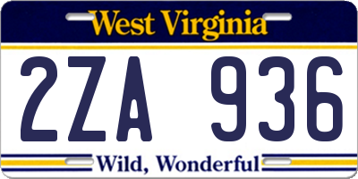 WV license plate 2ZA936