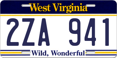 WV license plate 2ZA941