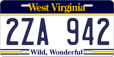 WV license plate 2ZA942