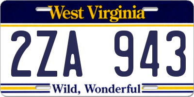 WV license plate 2ZA943