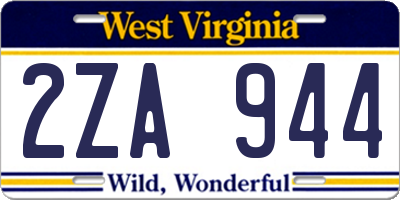 WV license plate 2ZA944