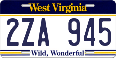 WV license plate 2ZA945