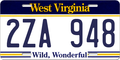 WV license plate 2ZA948