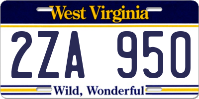 WV license plate 2ZA950