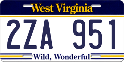 WV license plate 2ZA951