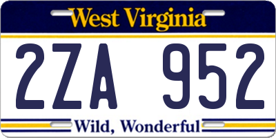 WV license plate 2ZA952