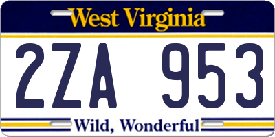 WV license plate 2ZA953
