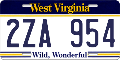 WV license plate 2ZA954