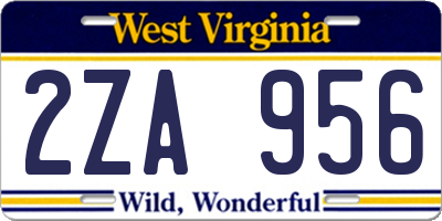 WV license plate 2ZA956