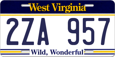 WV license plate 2ZA957