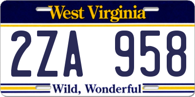 WV license plate 2ZA958