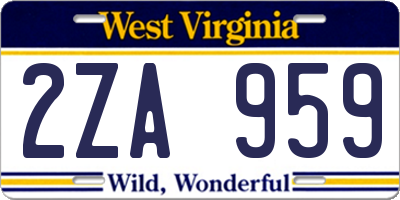 WV license plate 2ZA959