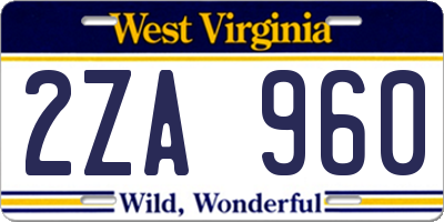 WV license plate 2ZA960