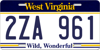 WV license plate 2ZA961