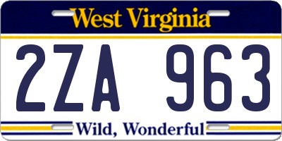 WV license plate 2ZA963