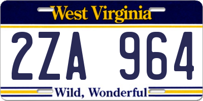 WV license plate 2ZA964
