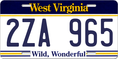 WV license plate 2ZA965