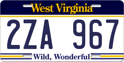 WV license plate 2ZA967