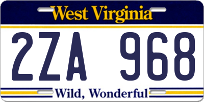 WV license plate 2ZA968