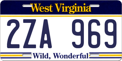WV license plate 2ZA969