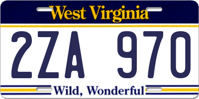 WV license plate 2ZA970