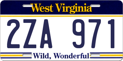 WV license plate 2ZA971
