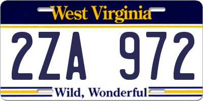 WV license plate 2ZA972