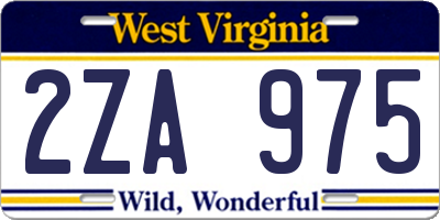 WV license plate 2ZA975
