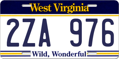 WV license plate 2ZA976