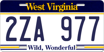 WV license plate 2ZA977
