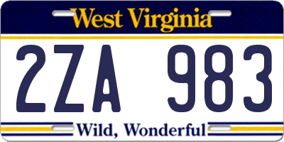 WV license plate 2ZA983